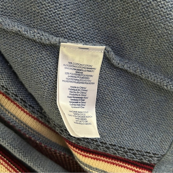 Women’s Chaps Blue Sleeveless Cardigan with Southwestern Pattern Large - Picture 3 of 4